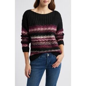 Lucky Brand Women's S Fair Isle Boat Neck‎ Sweater NEW